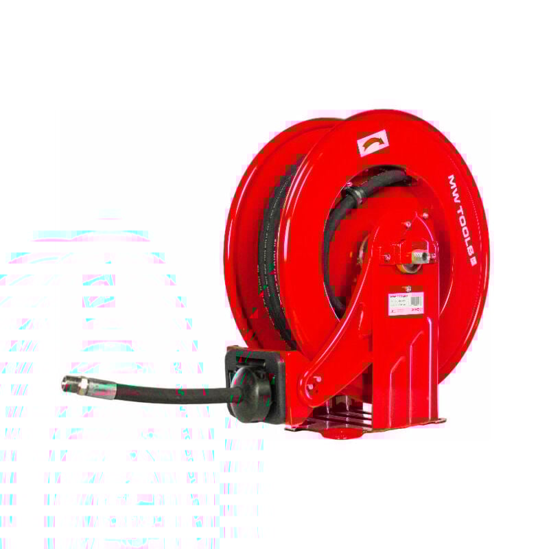 Enrouleur huile 10 m ø 1/2 160 bars Acier Peint avec enroulement automatique et support mural fixe Mw Tools SHO1210