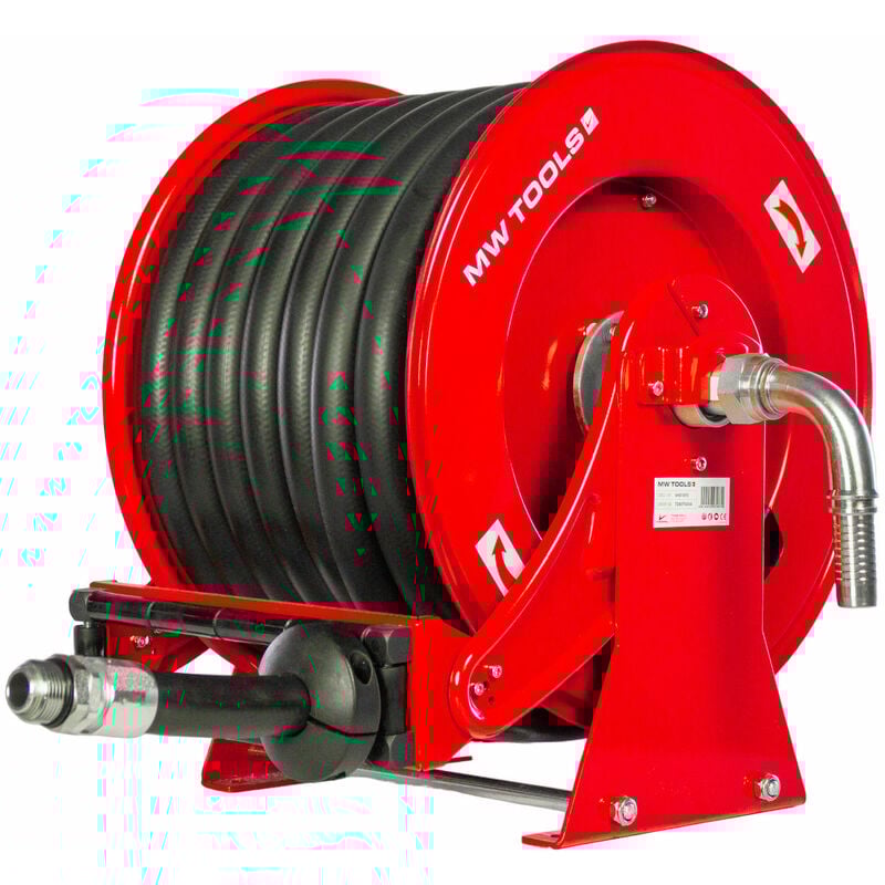 Enrouleur Diesel 15 m Ø 1 20 bars Acier peint avec enroulement automatique et support mural fixe MW Tools SHD1015
