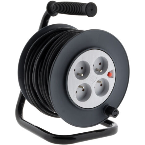 Enrouleurs bricolage 4 prises + coupe-circuit HO5VV-F 3G1mm², HO5VV-F 3G1,5mm² - 15m/25m/40m/50m
