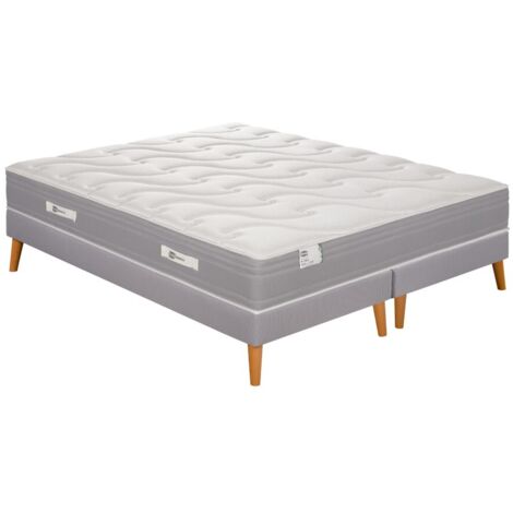 Ens LE PUISSANT 160x200 matelas H25 ressort ensachés, mi-ferme, 2 sommiers