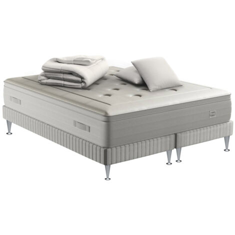 Ens REFLEXION 2x90x200 matelas H33 ressort ensachés, ferme, 2 sommier + COUETTE 2 OREILLERS