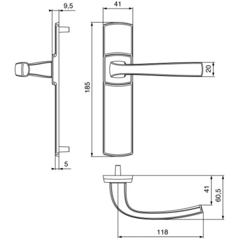 Vachette - Béquille double sur plaque 165 mm ligne Muze chromé velours condamnation à voyant