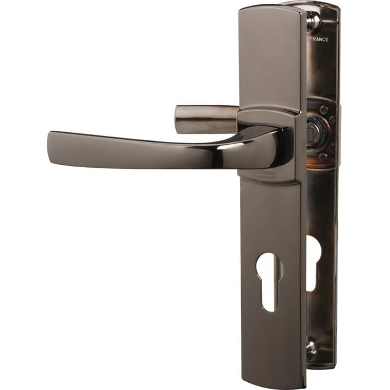 Vachette - Béquille double sur plaque 165 mm ligne Muze chromé diamant noir clé l