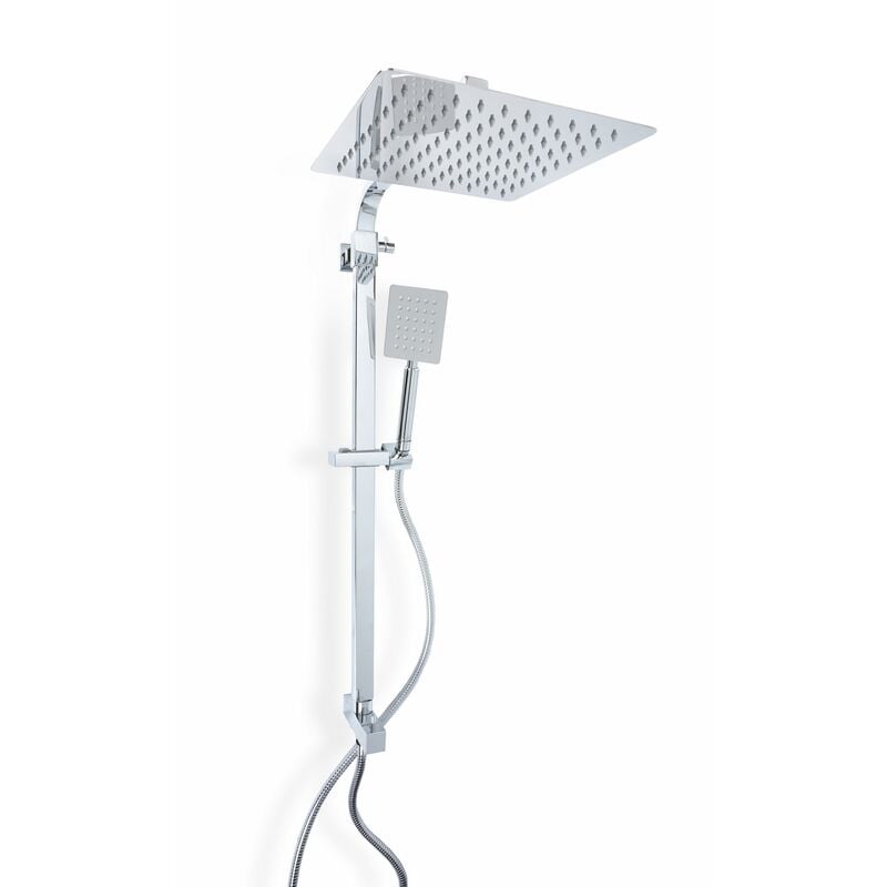 Ensamble de douche carré chrome en acier inox mod. Zeus