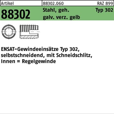 ENSAT-Gewindeeinsätze Stahl gehärtet M 27 gal ZnC, Typ 302 gal ZnC S 2 Stk