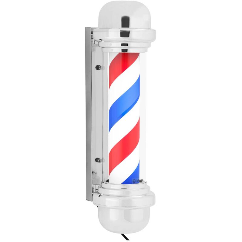 Enseigne de barbier Barber pole 38 cm Rotatif illuminé rouge/blanc/bleu