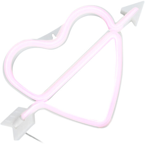 Enseigne LED Cœur Lumineux Rose USB Décoration Murale Chambre à Cou