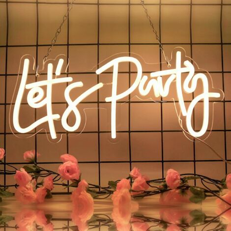 Enseigne LED Let's Party - 1 Unité - Acrylique et Silicone - Lumière Décorative USB - Fête et Mariage - Multicolore