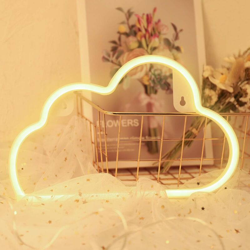Enseigne lumineuse au néon de nuage blanc chaud, lumière décorative mignonne de signe de nuage de led pour la décoration de mur de noce Fei Yu