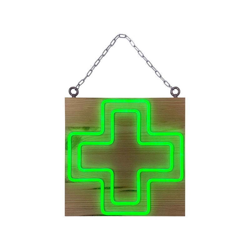 Enseigne lumineuse led intérieur 'pharmacie' en bois - Fabrication française