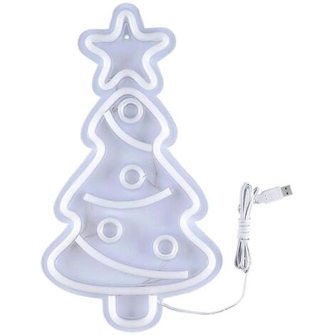 Enseigne lumineuse LED néon sapin de Noël, lampe alimentée par USB, décoration murale pour fêtes, maison, salon, bar et festivités de Noël