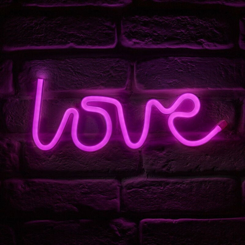 Néon mural à piles Love rose Ostaria