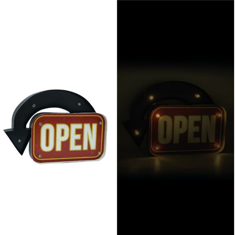 Enseigne métal ouverte avec LED 43,5x30,5x5 cm