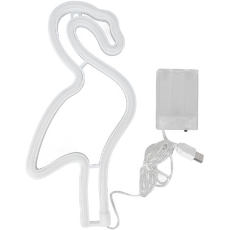 Enseigne Néon Flamant Rose Mignon Alimentée par Pile ou USB, Décoration LED pour Chambre d'Enfant, Salon, Bar et Fêtes
