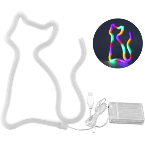 Enseigne Néon LED en Forme de Chat Coloré pour Décoration Murale Anniversaire Mariage Fête