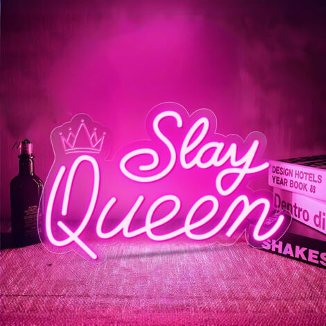Enseigne néon « Slay Queen » – Luminaire LED réglable alimenté par USB –murale idéale pour chambre ou dortoir – Cadeau parfait pour filles et femmes (anniversaire, Saint-Valentin, Noël)