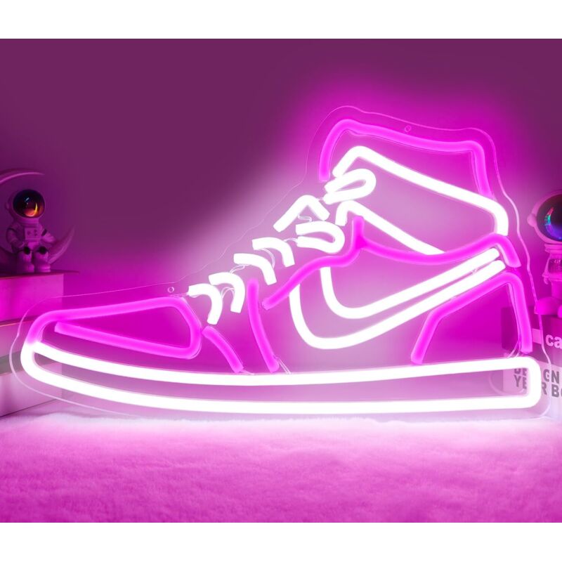 Rapanda – Enseigne néon LED Sneaker pour décoration murale – Couleurs vives – Installation facile – Pour chambre, magasin de chaussures, pub