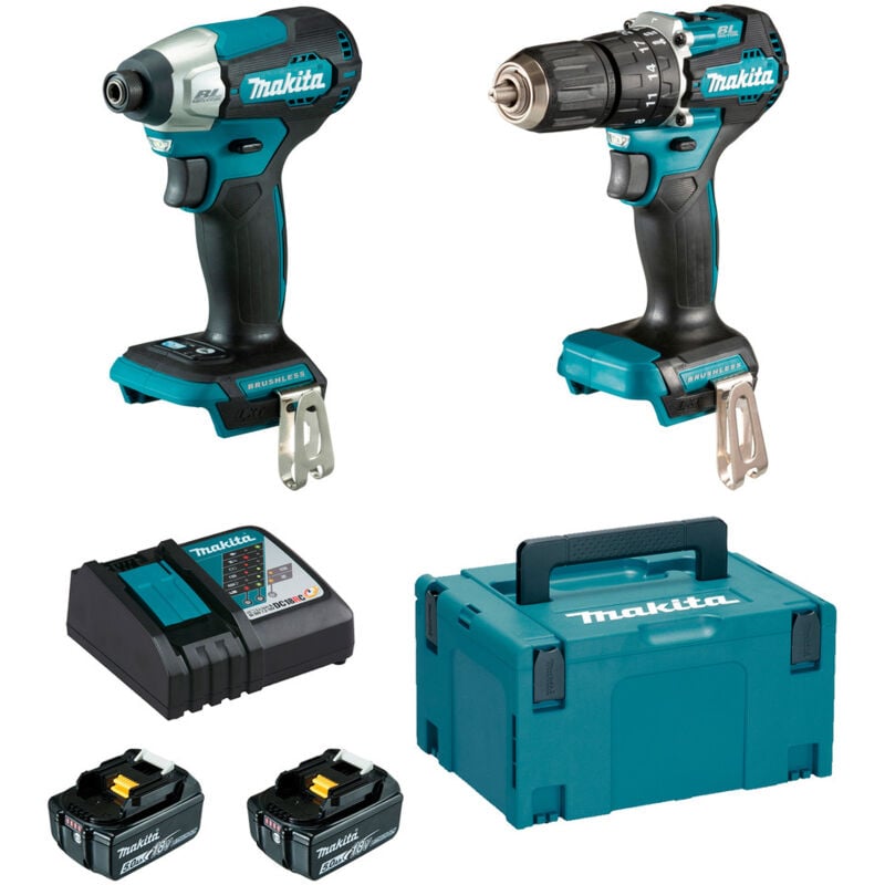 Makita - ensemble DTD157+DHP487+BL1850×2+DC18RC+MAK3 DLX2414TJ