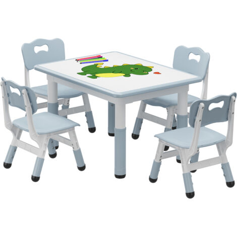 Ensemble 1 table et 4 chaises pour enfants hauteur réglable, set de 5 pièces, salle de jeux, la chambre d'enfant