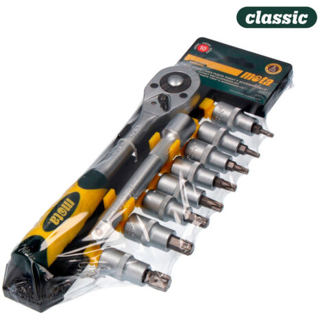 Ensemble 10 Pièces. Clés Et Accessoires Enc. 1/2'' Torx Cr.V Ek641