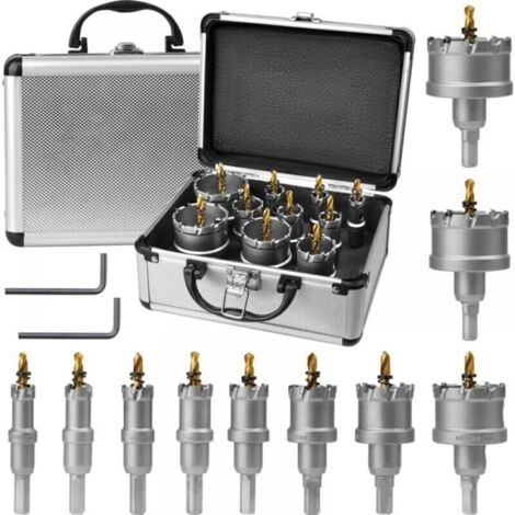 Ensemble 10 scies cloches carbure - 16-53mm - Acier robuste TCT - Pour métal, acier, fer, alliage, cuivre