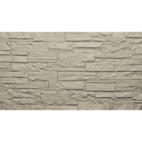 Ensemble 12 panneaux décoratifs effet brique/pierre 3D, mural PU 8,6m² (120x60x2,5cm), Greige Tortora
