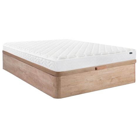 Ensemble 140 x 190 cm sommier coffre naturel clair + matelas mémoire de forme ép.15cm - PELOPS de YSMÉE