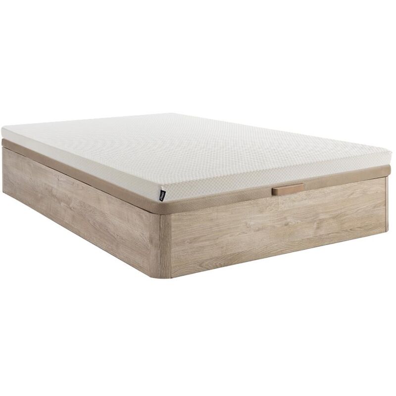 Ensemble 140 x 190 cm sommier coffre naturel clair + matelas mousse déhoussable ép.9cm - OCHI de YSMÉE