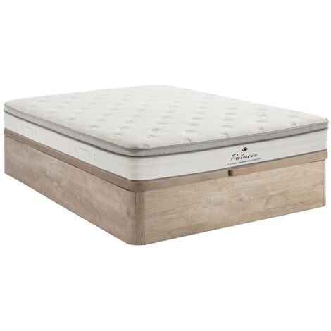 Ensemble 140 x 190 cm sommier coffre naturel clair + matelas ressorts ensachés 7 zones accueil TPE ép.28cm - ONEBIA de PALACIO