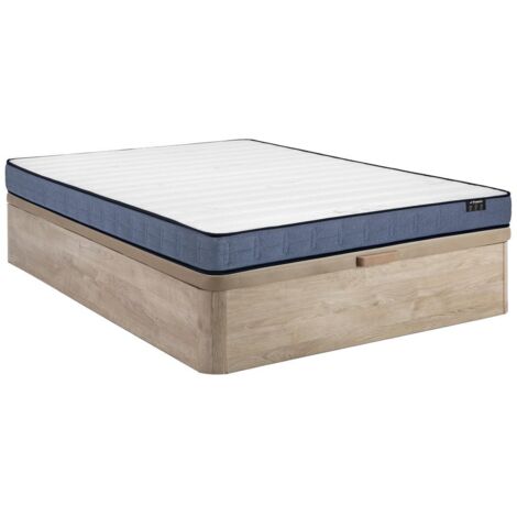 Ensemble 140 x 190 cm sommier coffre naturel clair + matelas ressorts ensachés ép.19cm - DAYNI de YSMÉE