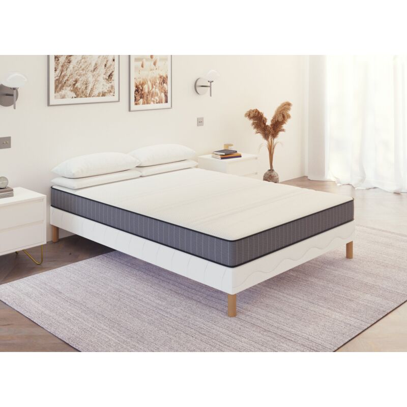 Wolk - Ensemble 140x190 sommier tapissier & Matelas en mousse 15 cm - wolk
