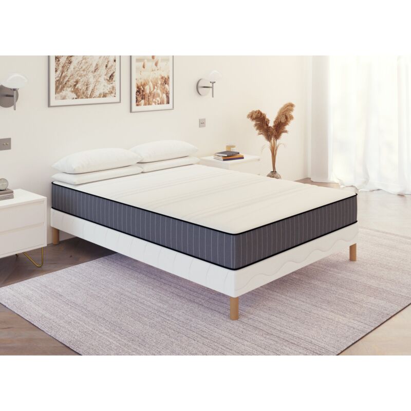 Awan - Ensemble 140x190 sommier tapissier + Matelas en mousse 20 cm - awan