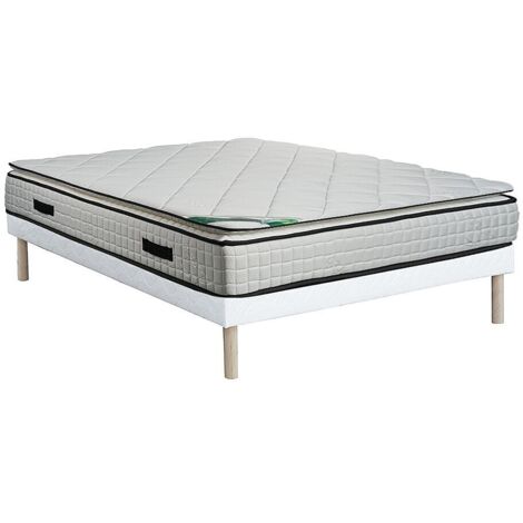 Ensemble 160 x 200 cm sommier tapissier + matelas mousse et coutil bambou ép.23cm - ADANA de NATUREA
