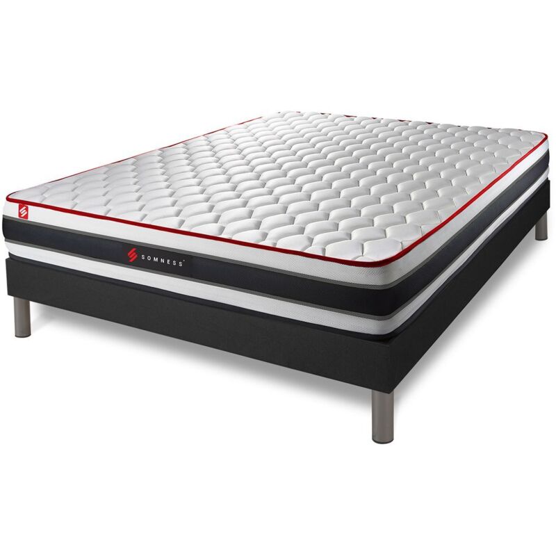 Somness - Ensemble matelas sommier Energy 140 x 200 cm - Couleur : Noir