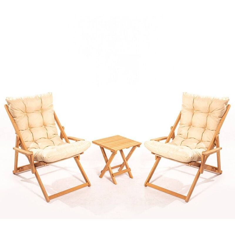 Salon de jardin détente en bois de hêtre Mycos