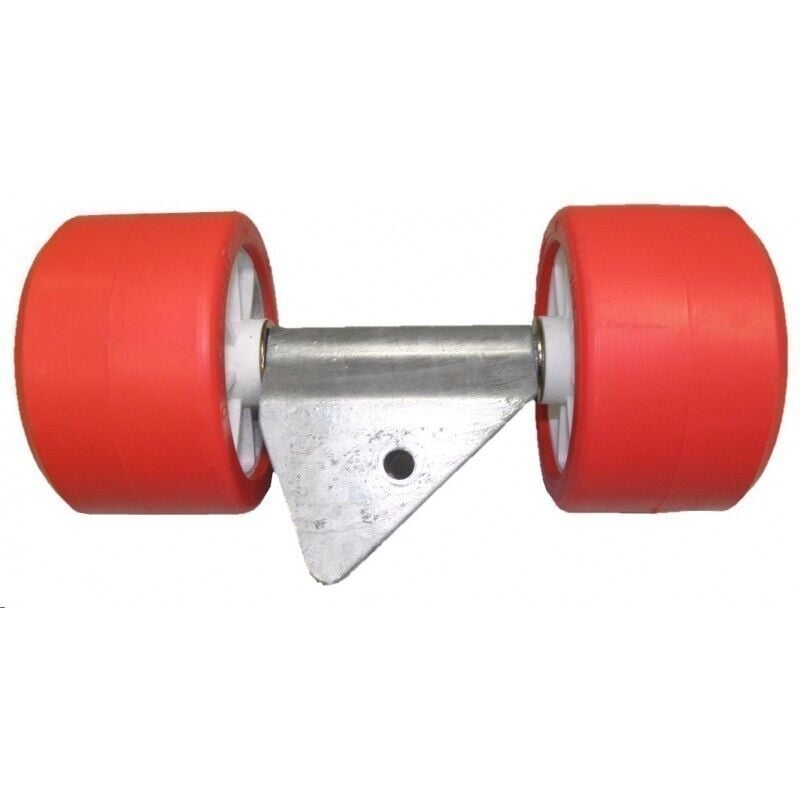 Ensemble 2 Galets Rouges Ø120 mm avec Support en 'v' – Remorque & Camping-Car