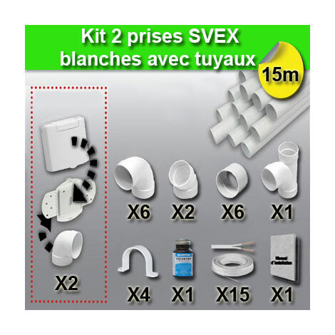 Ensemble 2 prises SVEX avec tuyaux - couleur au choix - blanc