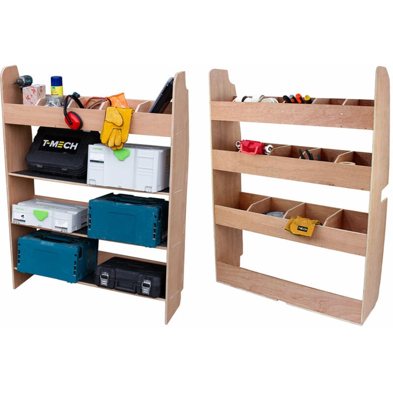 Monster-shop - Ensemble 2 Rayonnages Pour Ford Transit swb& lwb Contreplaqué mdf 12mm épais 102cm x 30 cm x 1360 mm Personnalisable Rangement Complet