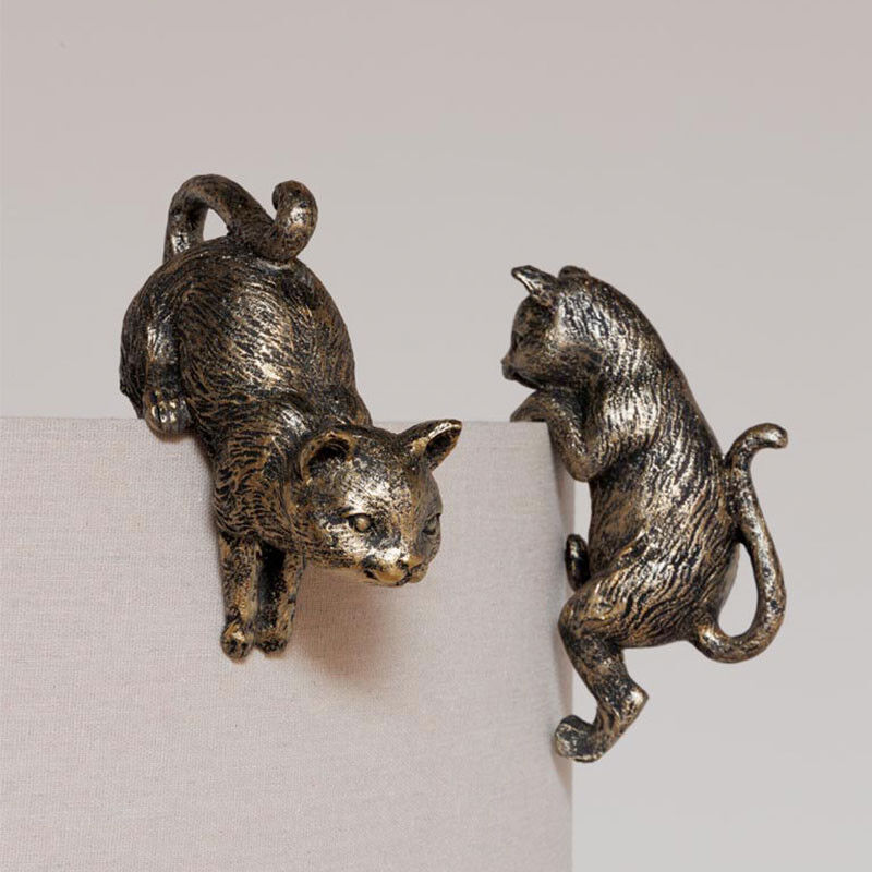 Chehoma - Ensemble 2 suspensions décoratives chats résine 17x11x7cm