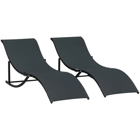 Ensemble 2 transats pliants jardin chaise longue aluminium textile 61x165x63 cm