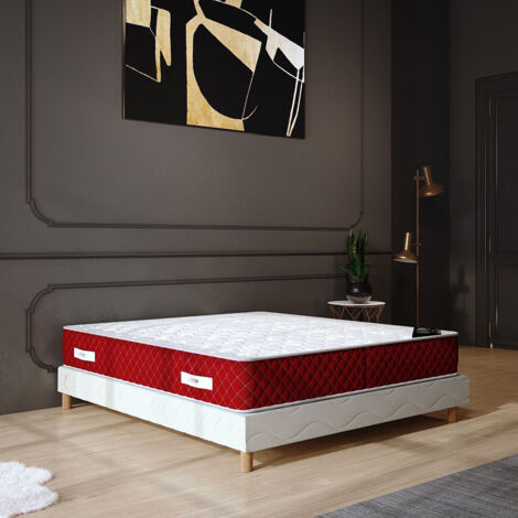 Ensemble 200x200 ROSSO Sommier + Matelas Hauteur 25cm