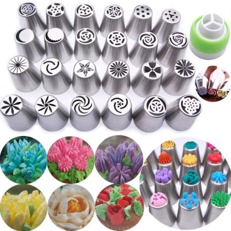 Ensemble 25 Douille et Connecteur Décor Fleur Gâteaux Pâtisserie Russe Cuisine