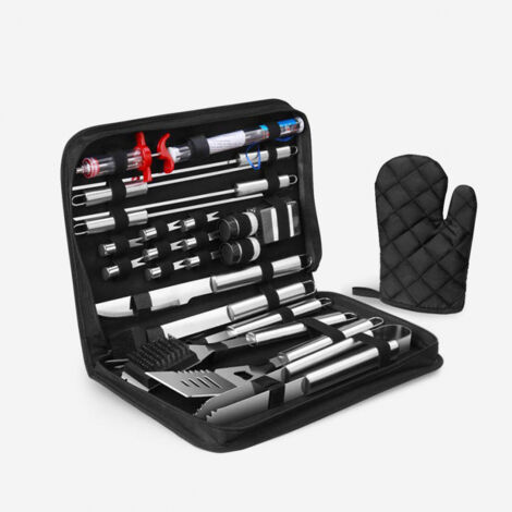 Ensemble 25 pièces pour barbecue professionnel Pinces en acier inoxydable Spatule Couteau Bladeset