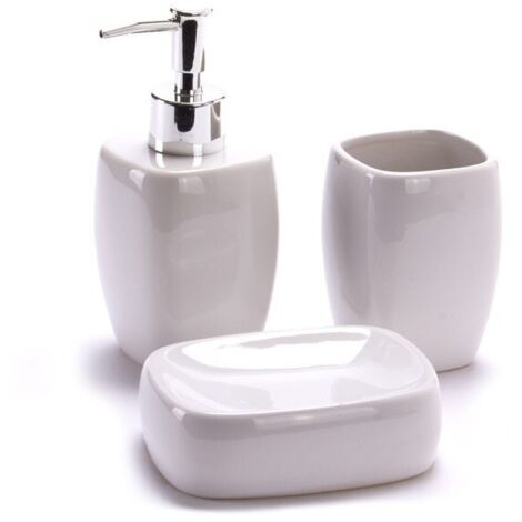 Ensemble 3 accessoires de salle de bain Céramique CLASSIC Blanc MSV