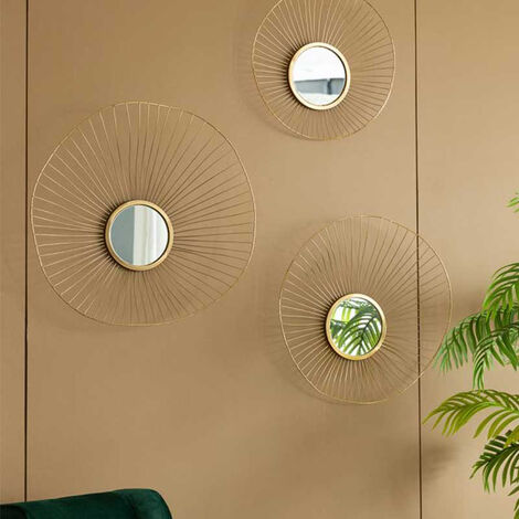 Ensemble 3 miroirs soleil ondulants 66x14x65cm