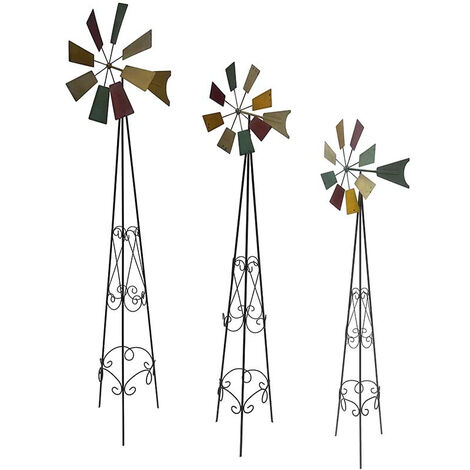 Ensemble 3 moulins déco jardin 48x39x175cm