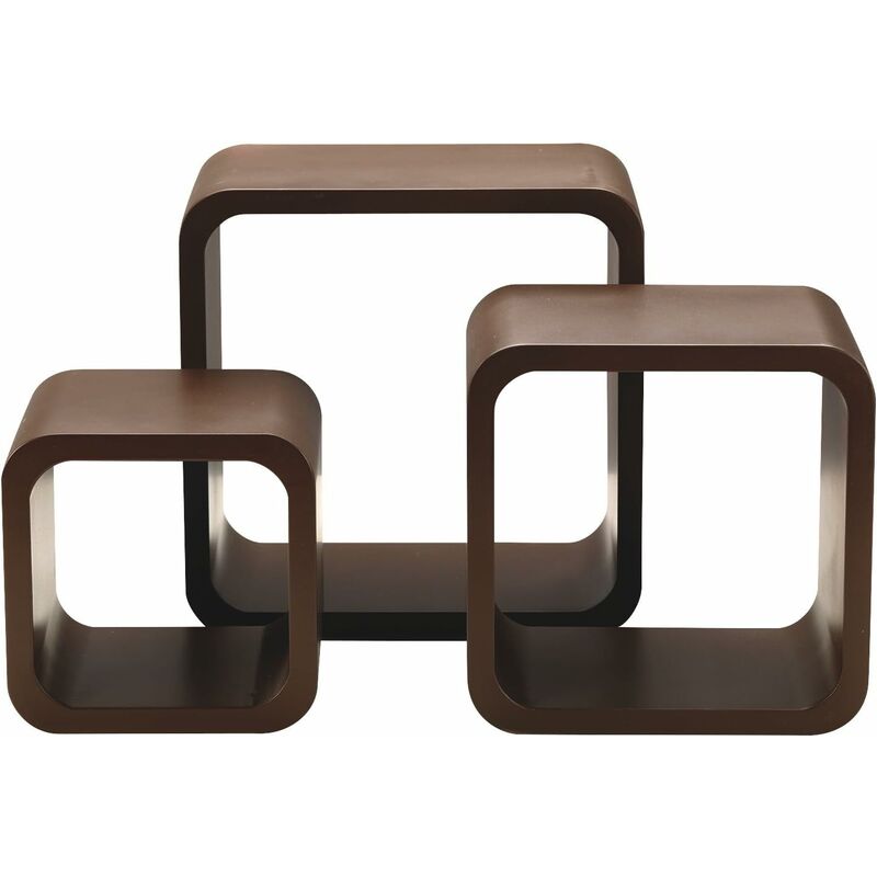 Ensemble 3 pièces (17x17x15 + 22x22x15 + 27x27x15 cm) bascet éclairé carré en noyer 4 pièces