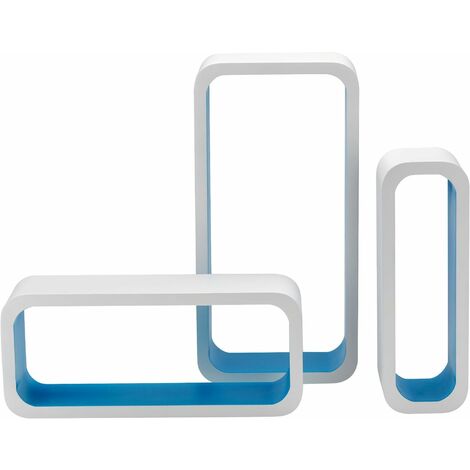 ENSEMBLE 3 PIÈCES (cm 10x10x30 + cm 15x10x35 + cm 20x10x40) ÉVIER RECTANGULAIRE EN MDF PIERRE BLANC/BLEU BOÎTE 2 PIÈCES