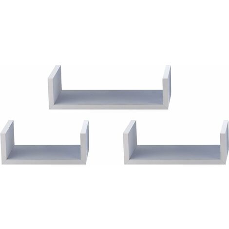 ENSEMBLE 3 PIÈCES (cm 10x25x13 + 10x35x13 + 10x45x13) ÉVIDEUR EN MDF BLANC EN FORME DE U DE 8 PIÈCES