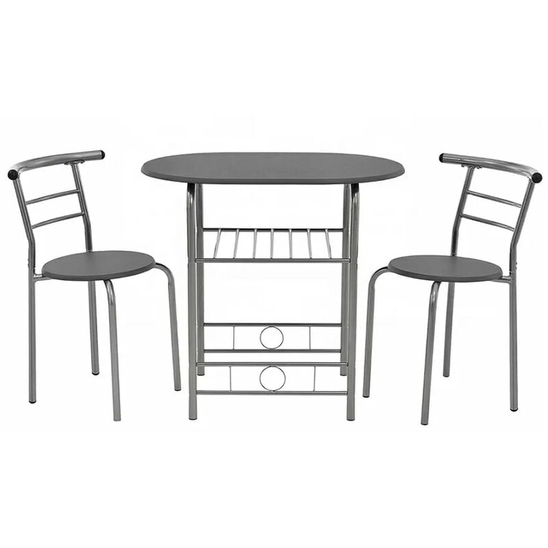 Ensemble 3 pièces donna 1 table 4 chaises mdf cuisine salle à manger - gris